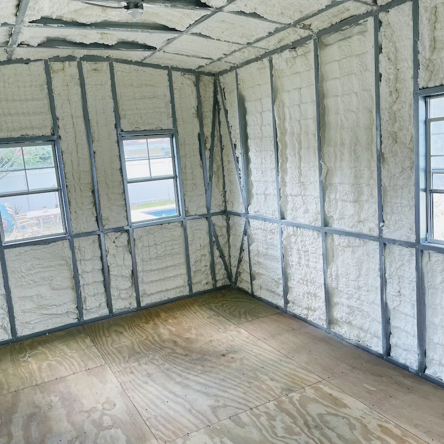 Closed-cell spray foam insulation applied to wall cavities in a residential project in Walkertown